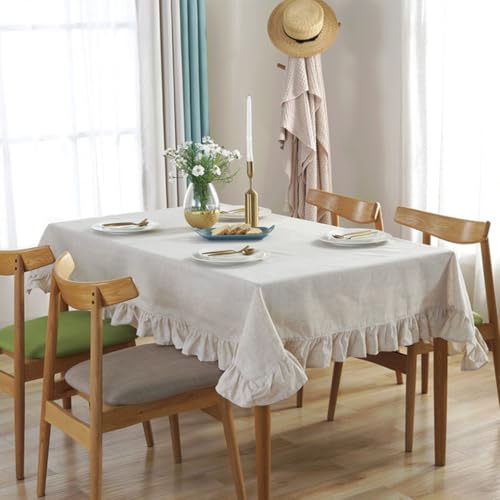AMSLSIU Pflegeleichte Tischdecke im Vintage Stil für jeden Esstisch, rechteckige Tischdecke aus Baumwolle, Esstischdecke , Leinen 90*90CM von AMSLSIU