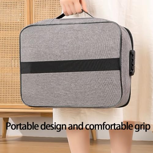 AMSLSIU Tragbare Aufbewahrungsbox für den Haushalt mit Schloss und wasserdichter Oxford Stoff Datei Organizer Datei Aufbewahrungsbox mit mehreren Taschen, grau von AMSLSIU