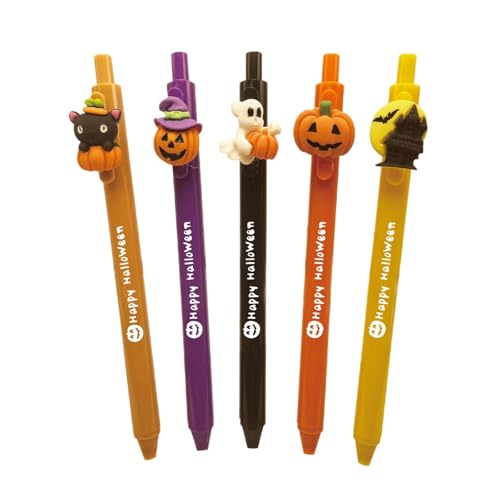AMSNINK 5 Stück Halloween Mitgebsel Kinder – Spooky Design mit Kürbis, Hexenmütze, Geist, Burg und Tier, Halloween Mitgebsel für Kugelschreiber, Ideal für Halloween Büro, Schule und Party AMSNINK 5 Stück Halloween Mitgebsel Kinder – Spooky Design mit Kürbis, Hexenmütze, Geist, Burg und Tier, Halloween Mitgebsel für Kugelschreiber, Ideal für Halloween Büro, Schule und Party von AMSNINK