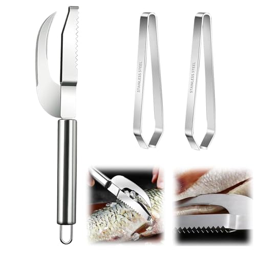 AMSNINK Edelstahl Fischschuppen Entferner Entferner Drei Stück Set Mit Ein Flacher Pinzette Und Ein Schräg Geschnittener Pinzette, Fischentschupper, Entschupper Für Fisch, Werkzeug Für Küche AMSNINK Edelstahl Fischschuppen Entferner Entferner Drei Stück Set Mit Ein Flacher Pinzette Und Ein Schräg Geschnittener Pinzette, Fischentschupper, Entschupper Für Fisch, Werkzeug Für Küche von AMSNINK