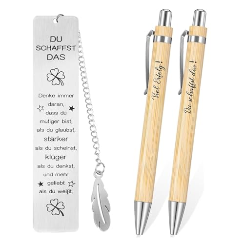 AMSNINK Mutmacher Geschenk Set, Glücksbringer Prüfung, Kugelschreiber mit Gravur, Du Schaffst das, für Familie Freund Kollege Prüfung Gute Besserung Abschied Abschied von AMSNINK
