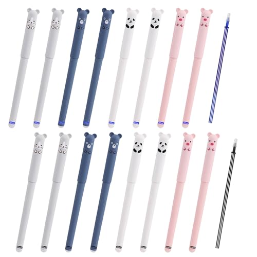 AMSNINK Radierbare Stifte Set - 16 Stück Radierbarer Kugelschreiber mit 16 Nachfüllungen, 0,5 mm Erasable Pen, Löschbaren Gelstiften für Kinder Studenten Schule Büro (Schwarze, Blaue) AMSNINK Radierbare Stifte Set - 16 Stück Radierbarer Kugelschreiber mit 16 Nachfüllungen, 0,5 mm Erasable Pen, Löschbaren Gelstiften für Kinder Studenten Schule Büro (Schwarze, Blaue) von AMSNINK