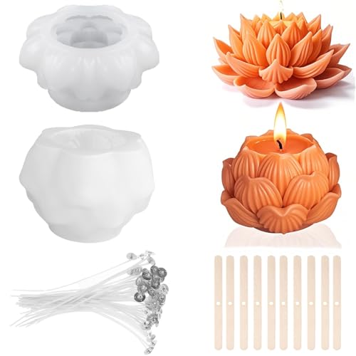 AMSNINK Silikonformen Gießformen Kerzen Set - 32-teiliges DIY-Kit mit 2 Blumenformen, 20 Dochten und Halterungen für kreative Kerzenprojekte AMSNINK Silikonformen Gießformen Kerzen Set - 32-teiliges DIY-Kit mit 2 Blumenformen, 20 Dochten und Halterungen für kreative Kerzenprojekte von AMSNINK