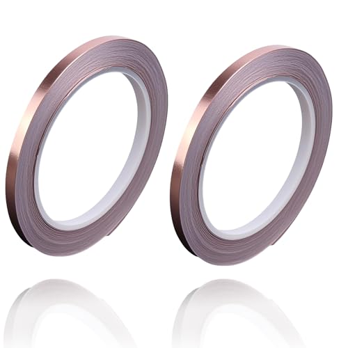Kupferband Gegen Schnecken, Selbstklebend Kupferfolie Klebeband, 2 Stück 5mm x 50m, Für EMI-Abschirmung, Schneckenschutz, Elektrische Reparaturen, Gitarrenabschirmung, Glasmalerei Und Handwerk Kupferband Gegen Schnecken, Selbstklebend Kupferfolie Klebeband, 2 Stück 5mm x 50m, Für EMI-Abschirmung, Schneckenschutz, Elektrische Reparaturen, Gitarrenabschirmung, Glasmalerei Und Handwerk von AMSNINK