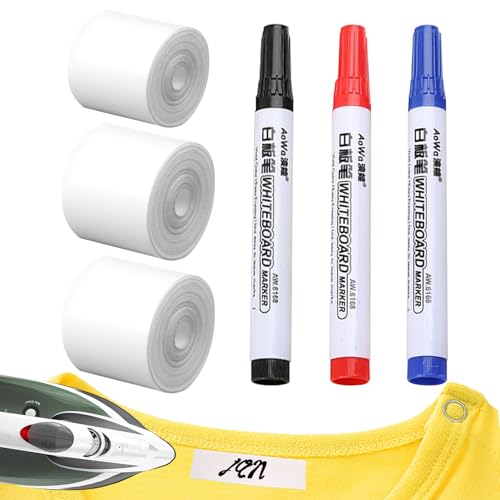 Namensetiketten Für Kleidung, 2m X 2cm Und 1m X 2cm Bügeletiketten Für Kleidung Kindergarten, Wäscheetiketten Mit 3 Farbigen Stiften, Ideal Für Kinderkleidung Und Pflegeheime Namensetiketten Für Kleidung, 2m X 2cm Und 1m X 2cm Bügeletiketten Für Kleidung Kindergarten, Wäscheetiketten Mit 3 Farbigen Stiften, Ideal Für Kinderkleidung Und Pflegeheime von AMSNINK