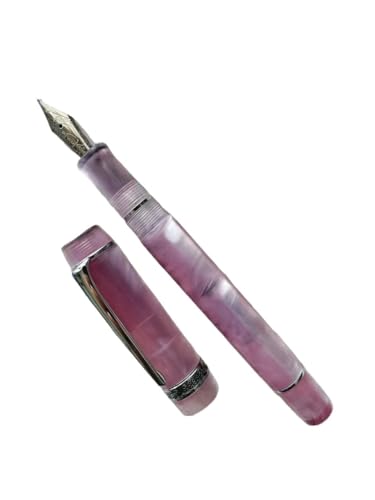 AMSOH Acryl-Füllfederhalter, Zitrone, lange Messerfeder, schöner Marmor, Bernsteinmuster, Tinte, Schreiben, Büro, Geschäft, neu (04) von AMSOH