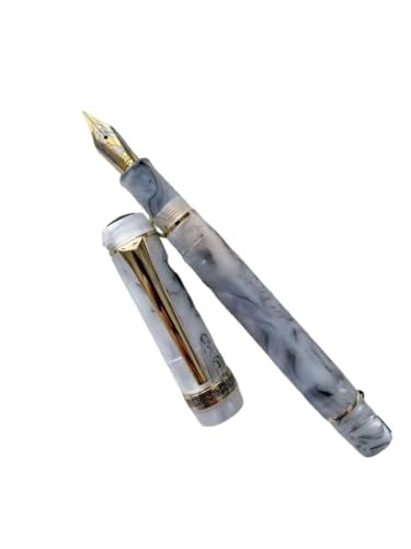 AMSOH Acryl-Füllfederhalter, Zitrone, lange Messerfeder, schöner Marmor, Bernsteinmuster, Tintenstift, Schreiben, Büro, Geschäft, neu (02) von AMSOH