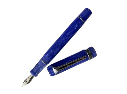 AMSOH Acryl-Füllfederhalter, Zitrone, lange Messerfeder, schönes Marmor-Bernstein-Muster, Tinte, Schreiben, Büro, Geschäft, neu (11) von AMSOH