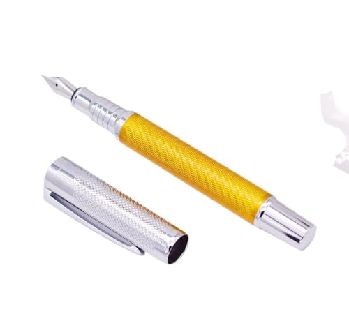AMSOH Exquisiter Füllfederhalter aus Kohlefaser, mittlere Feder, 0,7 mm, modische gelbe Farbe, hochwertiger Schreibstift für Büro, Geschäft AMSOH Exquisiter Füllfederhalter aus Kohlefaser, mittlere Feder, 0,7 mm, modische gelbe Farbe, hochwertiger Schreibstift für Büro, Geschäft von AMSOH