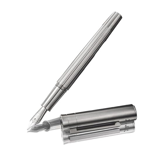 AMSOH Füllfederhalter aus Titanlegierung, T1, austauschbare Patrone, Kalligraphie, Geschenk-Box, Business-Student-Schild, Stift (F) von AMSOH