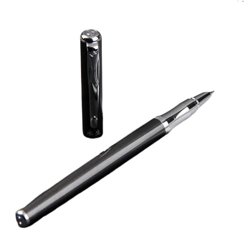 AMSOH Hochwertiger Füllfederhalter mit extra feiner Feder, 0,38 mm, für Finanzen, Metalltinte, Büro, Schulbedarf, Schwarz von AMSOH