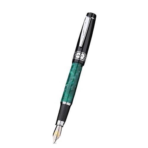 AMSOH Marmor-Füllfederhalter, 22 kg, mittlere Feder, Jadegrün, eurasische Gefühle, Geschenkbox, optionales Schreiben, Geschenkstift (Stift mit Geschenkbox) von AMSOH