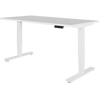 AMSTYLE elektrisch höhenverstellbarer Schreibtisch weiß ohne Tischplatte, T-Fuß-Gestell weiß 105,0 - 182,0 x 70,0 cm von AMSTYLE
