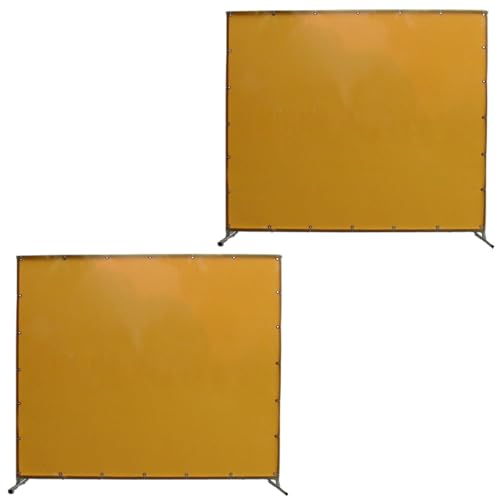 AMUFJJ Schweißvorhang 1 2 3-Panel-Schweißvorhangschirme, PVC-Schweißbarriere-Trennwände Mit Ständer, Tragbarer Funkenschutzteiler Für Fabrik/Werkstatt(2 Pack,6.1x3.3ft/185x100cm) von AMUFJJ
