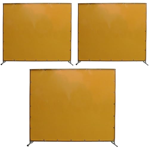 AMUFJJ Schweißvorhang 1 2 3-Panel-Schweißvorhangschirme, PVC-Schweißbarriere-Trennwände Mit Ständer, Tragbarer Funkenschutzteiler Für Fabrik/Werkstatt(3 Pack,6.1x3.3ft/185x100cm) von AMUFJJ