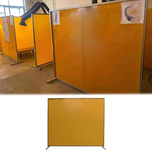 AMUFJJ Schweißvorhang Ersatz-Schweißschirm Für Werkstätten/Schweißereien, Freistehender Schweißfunkenschutz, Hitzeschild Mit Rahmen Und Festem Gürtel, Lichtschutz(1 Panel,185x100cm/6.1x3.3ft) von AMUFJJ