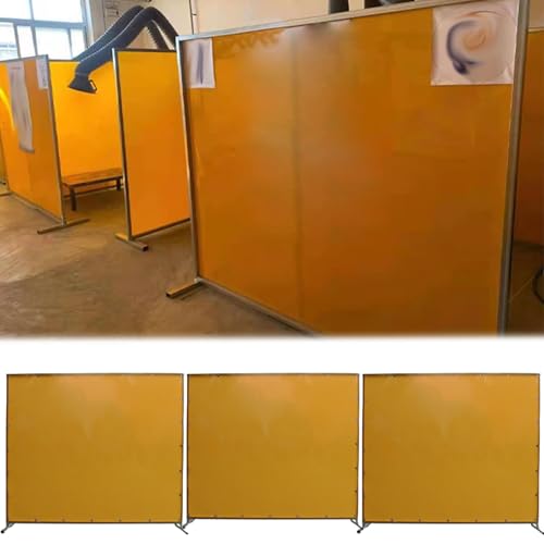 AMUFJJ Schweißvorhang Ersatz-Schweißschirm Für Werkstätten/Schweißereien, Freistehender Schweißfunkenschutz, Hitzeschild Mit Rahmen Und Festem Gürtel, Lichtschutz(3 Panel,185x100cm/6.1x3.3ft) von AMUFJJ