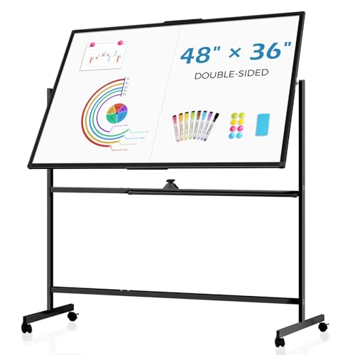 AMUSIGHT 121,9 x 91,4 cm großes Roll-Whiteboard, 360° drehbar, magnetisches Whiteboard mit Ständer, doppelseitige Whiteboard-Staffelei auf Rädern, große trocken abwischbare Tafel für Büro, Schule AMUSIGHT 121,9 x 91,4 cm großes Roll-Whiteboard, 360° drehbar, magnetisches Whiteboard mit Ständer, doppelseitige Whiteboard-Staffelei auf Rädern, große trocken abwischbare Tafel für Büro, Schule von AMUSIGHT