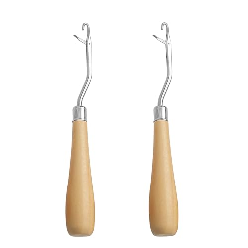 Knüpfhaken aus Holz, gebogene Knüpfhaken, nützliche Holzgriff, Knüpfhaken, Häkelnadel, DIY-Handwerks-Häkelwerkzeug-Set für künstlerisches Handwerk, Teppichreparatur, 2 Stück Knüpfhaken aus Holz, gebogene Knüpfhaken, nützliche Holzgriff, Knüpfhaken, Häkelnadel, DIY-Handwerks-Häkelwerkzeug-Set für künstlerisches Handwerk, Teppichreparatur, 2 Stück von AMYXIYUAN