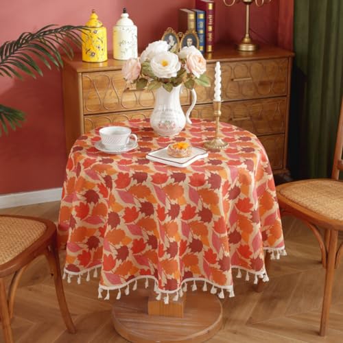 AMZALI Runde Tischdecke, 152,4 cm, waschbar, Thanksgiving-Tischdecke, Herbsternte, Tischdecke, Tischdekoration für Esszimmer, Küche, Urlaub, drinnen und draußen von AMZALI