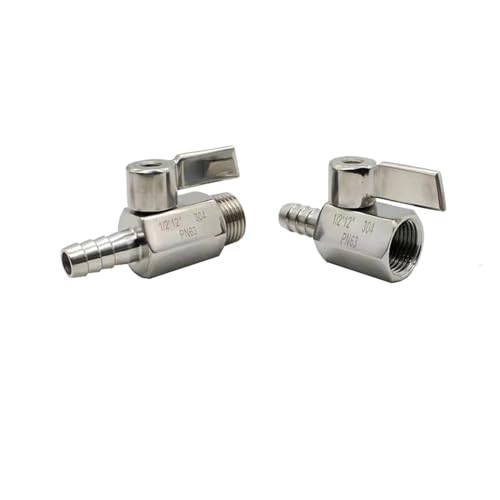 AMZBNEIDI Anschlussadapter aus Messing und Edelstahl, 7mm 8mm 10mm 12mm 14mm 16mm Schlauchtülle auf 1/8" 1/4" 3/8" 1/2" 3/4" Außengewinde 304 Edelstahl Mini-Kugelhahn-Adapter(1i4 Male,16mm) von AMZBNEIDI