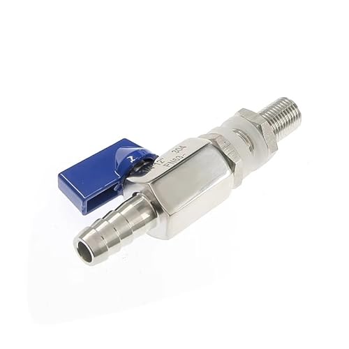AMZBNEIDI Anschlussadapter aus Messing und Edelstahl, Schlauchtülle auf Außengewinde 304 Edelstahl-Kugelhahn-Adapter for Wassertank-Adapter-Anschluss(Blue Handle,BSP1I4 Male8mm) von AMZBNEIDI