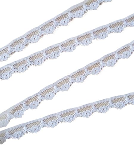AMZBNEIDI Stoff Band Spitze Bordüre,Vintage Spitze Trims, 10 Yards Besticktes Netz weiß schwarzes Spitzenbesatzband(White Width 12mm01) von AMZBNEIDI
