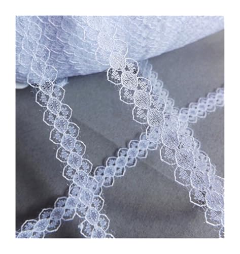 AMZBNEIDI Stoff Band Spitze Bordüre,Vintage Spitze Trims, 10 Yards Besticktes Netz weiß schwarzes Spitzenbesatzband(White Width 12mm02) von AMZBNEIDI