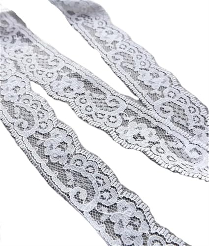 AMZBNEIDI Stoff Band Spitze Bordüre,Vintage Spitze Trims, 10 Yards Besticktes Netz weiß schwarzes Spitzenbesatzband(White Width 30mm01) von AMZBNEIDI