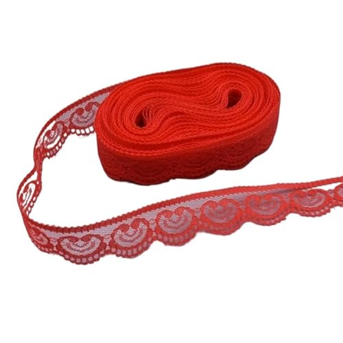 AMZBNEIDI Stoff Band Spitze Bordüre,Vintage Spitze Trims, 10 Yards Schöne Band 23MM Spitze Trim Stoff DIY Bestickt Weiß Spitze Verzierungen(Red) von AMZBNEIDI