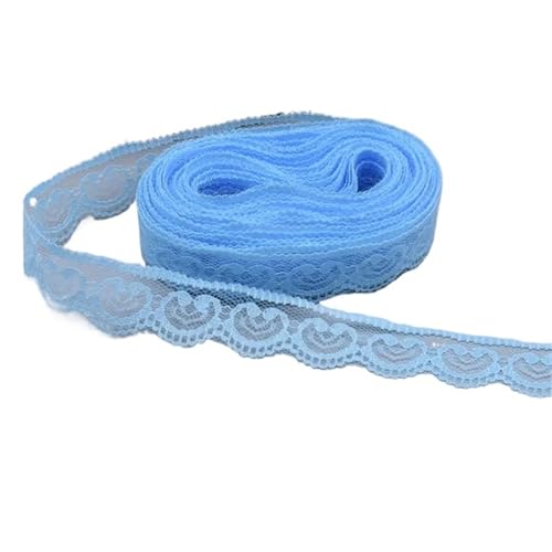 AMZBNEIDI Stoff Band Spitze Bordüre,Vintage Spitze Trims, 10 Yards Schöne Band 23MM Spitze Trim Stoff DIY Bestickt Weiß Spitze Verzierungen(Sky Blue) von AMZBNEIDI