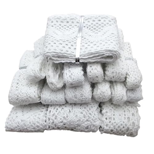AMZBNEIDI Stoff Band Spitze Bordüre,Vintage Spitze Trims, 12 Yards Baumwollspitzenbesatzband Polyestergewebe(White 12y) von AMZBNEIDI
