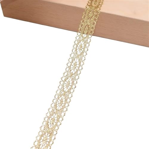 AMZBNEIDI Stoff Band Spitze Bordüre,Vintage Spitze Trims, 20 Yards Gold Silber Spitzenbesatz Blumenstickerei(B01) von AMZBNEIDI
