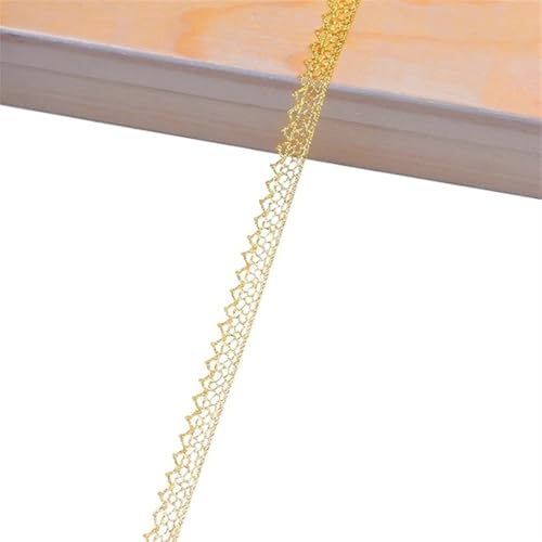 AMZBNEIDI Stoff Band Spitze Bordüre,Vintage Spitze Trims, 20 Yards Gold Silber Spitzenbesatz Blumenstickerei(B03) von AMZBNEIDI
