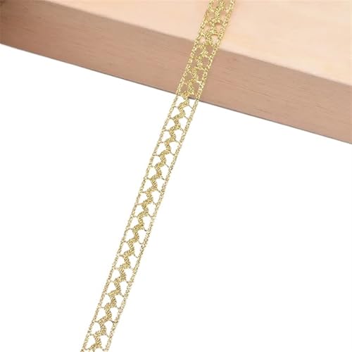 AMZBNEIDI Stoff Band Spitze Bordüre,Vintage Spitze Trims, 20 Yards Gold Silber Spitzenbesatz Blumenstickerei(B04) von AMZBNEIDI