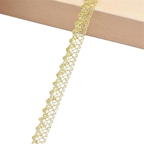 AMZBNEIDI Stoff Band Spitze Bordüre,Vintage Spitze Trims, 20 Yards Gold Silber Spitzenbesatz Blumenstickerei(B09) von AMZBNEIDI