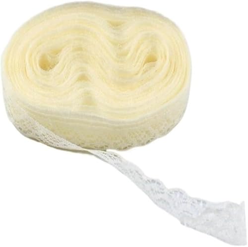 AMZBNEIDI Stoff Band Spitze Bordüre,Vintage Spitze Trims, 30 Yard Spitzenbesatz Band Spitzenstoff weiße Baumwollspitze(Beige) von AMZBNEIDI