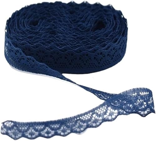 AMZBNEIDI Stoff Band Spitze Bordüre,Vintage Spitze Trims, 30 Yard Spitzenbesatz Band Spitzenstoff weiße Baumwollspitze(Blue) von AMZBNEIDI
