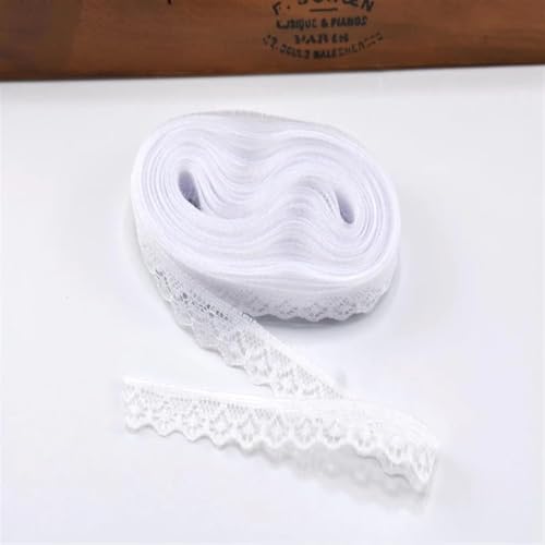 AMZBNEIDI Stoff Band Spitze Bordüre,Vintage Spitze Trims, 30 Yard Spitzenbesatz Band Spitzenstoff weiße Baumwollspitze(White) von AMZBNEIDI