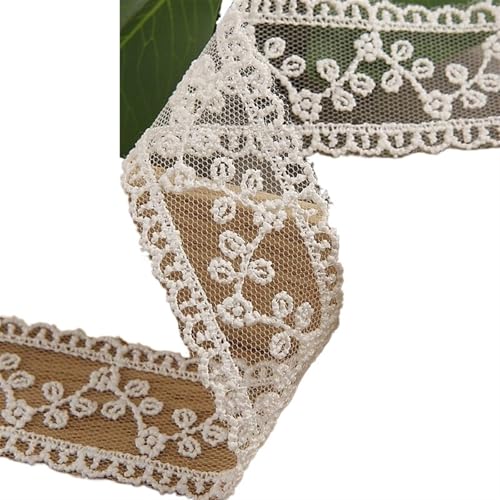 AMZBNEIDI Stoff Band Spitze Bordüre,Vintage Spitze Trims, 30 Yard Stickerei Spitze Trimmt Exquisite Nähen Band Gurtband DIY Garnituren(Beige) von AMZBNEIDI