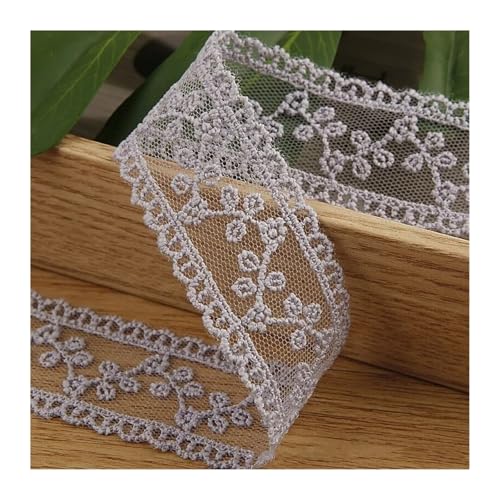 AMZBNEIDI Stoff Band Spitze Bordüre,Vintage Spitze Trims, 30 Yard Stickerei Spitze Trimmt Exquisite Nähen Band Gurtband DIY Garnituren(Grey) von AMZBNEIDI
