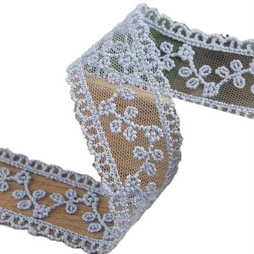AMZBNEIDI Stoff Band Spitze Bordüre,Vintage Spitze Trims, 30 Yard Stickerei Spitze Trimmt Exquisite Nähen Band Gurtband DIY Garnituren(Light Blue) von AMZBNEIDI