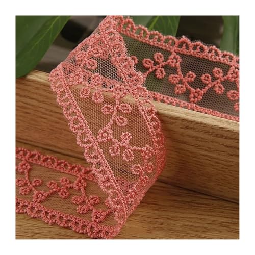 AMZBNEIDI Stoff Band Spitze Bordüre,Vintage Spitze Trims, 30 Yard Stickerei Spitze Trimmt Exquisite Nähen Band Gurtband DIY Garnituren(Red) von AMZBNEIDI