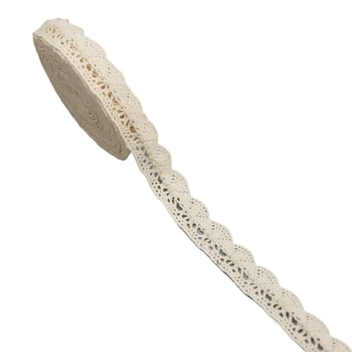 AMZBNEIDI Stoff Band Spitze Bordüre,Vintage Spitze Trims, 5 Meter Beige Baumwolle Bestickte Spitze Netz Bänder Stoff Trim(14) von AMZBNEIDI