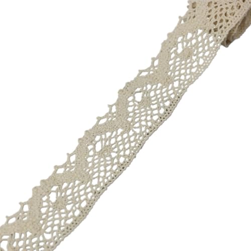 AMZBNEIDI Stoff Band Spitze Bordüre,Vintage Spitze Trims, 5 Meter Beige Baumwolle Bestickte Spitze Netz Bänder Stoff Trim(18) von AMZBNEIDI