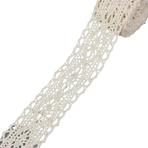 AMZBNEIDI Stoff Band Spitze Bordüre,Vintage Spitze Trims, 5 Meter Beige Baumwolle Bestickte Spitze Netz Bänder Stoff Trim(6) von AMZBNEIDI