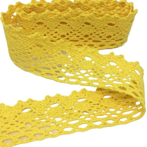AMZBNEIDI Stoff Band Spitze Bordüre,Vintage Spitze Trims, 5 m gehäkelte Gurtband-Spitzenbesätze aus Baumwolle(C10211 Yellow2.5cm) von AMZBNEIDI