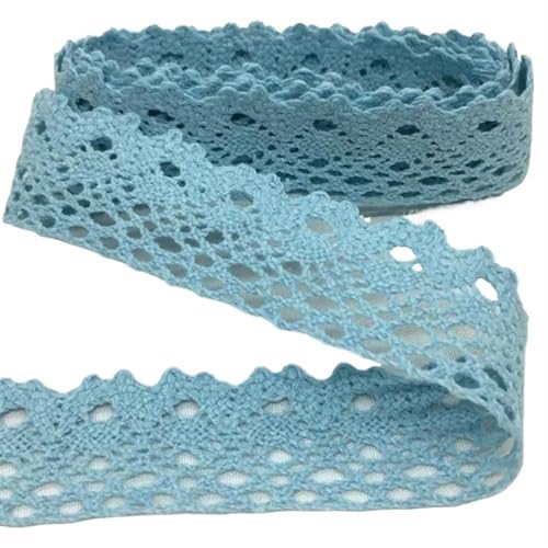 AMZBNEIDI Stoff Band Spitze Bordüre,Vintage Spitze Trims, 5 m gehäkelte Gurtband-Spitzenbesätze aus Baumwolle(C10216 Lt.blue2.5cm) von AMZBNEIDI