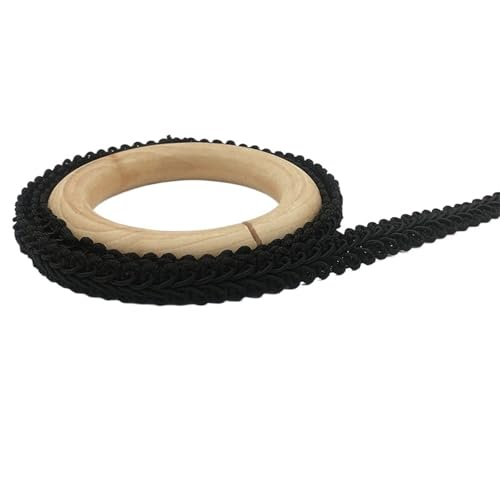 AMZBNEIDI Stoff Band Spitze Bordüre,Vintage Spitze Trims, 5Meter Kurve Baumwolle Spitze Trim Band Stoff Handarbeit(Black) von AMZBNEIDI