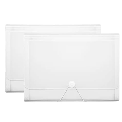 Akkordeon-Organisationsmappe, erweiterbar Fächermappe, 2 Stück A4 Akkordeon-Dokumententasche Organizer Brieftaschen Aktenordner 13 Taschen mit Schnallenverschluss/Blau(White) von AMZBNEIDI